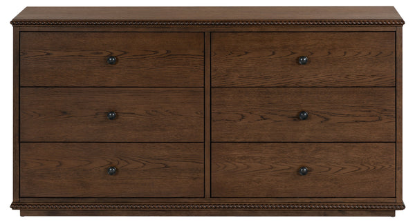 Octavian Rope-Detail Wood Dresser With Metal Accents — Solid Craftsmanship, Generous Storage, 66" W
