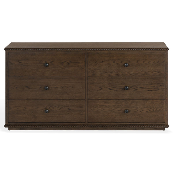 Octavian Rope-Detail Wood Dresser With Metal Accents — Solid Craftsmanship, Generous Storage, 66" W