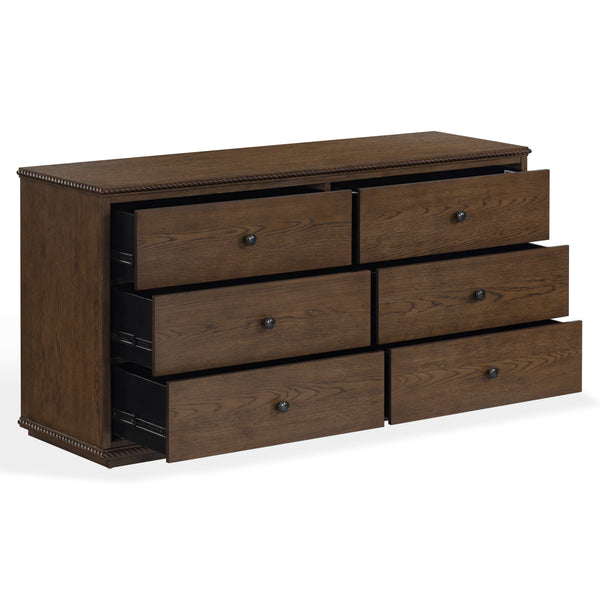 Octavian Rope-Detail Wood Dresser With Metal Accents — Solid Craftsmanship, Generous Storage, 66" W