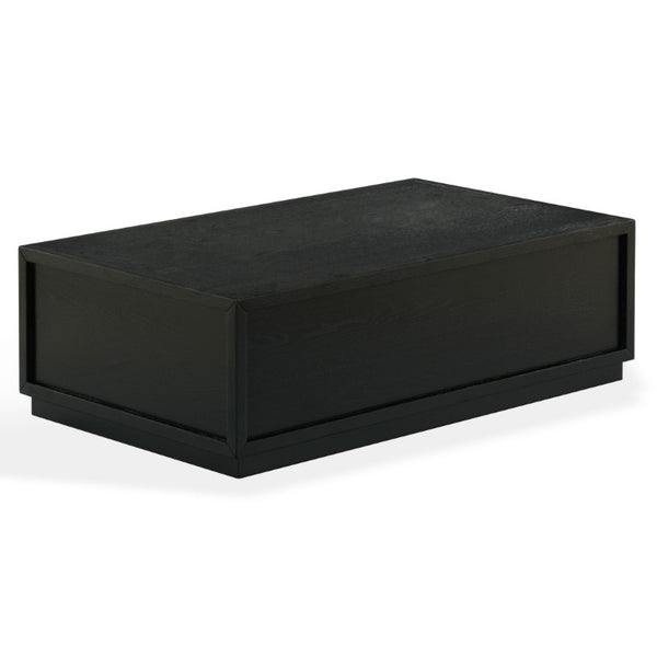 Safavieh Zeus Solid Wood Rectangular Coffee Table Warm Oak Finish Low Profile Living Room Black SFV2235B