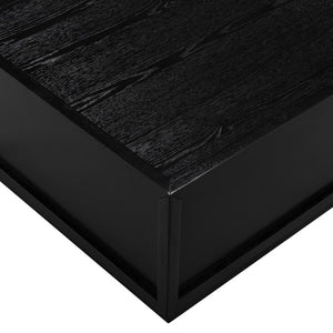 Safavieh Zeus Solid Wood Rectangular Coffee Table Warm Oak Finish Low Profile Living Room Black SFV2235B