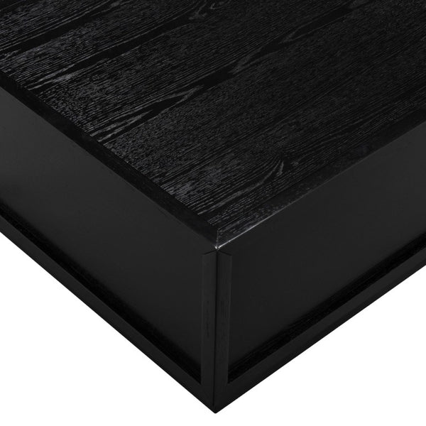 Safavieh Zeus Solid Wood Rectangular Coffee Table Warm Oak Finish Low Profile Living Room Black SFV2235B