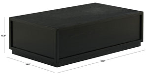 Safavieh Zeus Solid Wood Rectangular Coffee Table Warm Oak Finish Low Profile Living Room Black SFV2235B