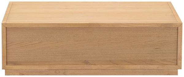 Safavieh Zeus Solid Wood Rectangular Coffee Table Warm Oak Finish Low Profile Living Room Cream SFV2235C