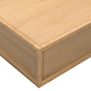 Safavieh Zeus Solid Wood Rectangular Coffee Table Warm Oak Finish Low Profile Living Room Cream SFV2235C