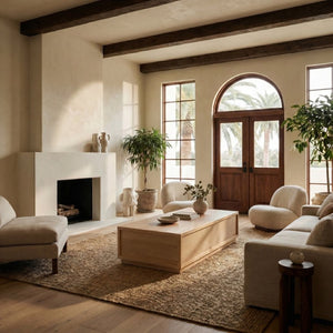 Safavieh Zeus Solid Wood Rectangular Coffee Table Warm Oak Finish Low Profile Living Room Cream SFV2235C