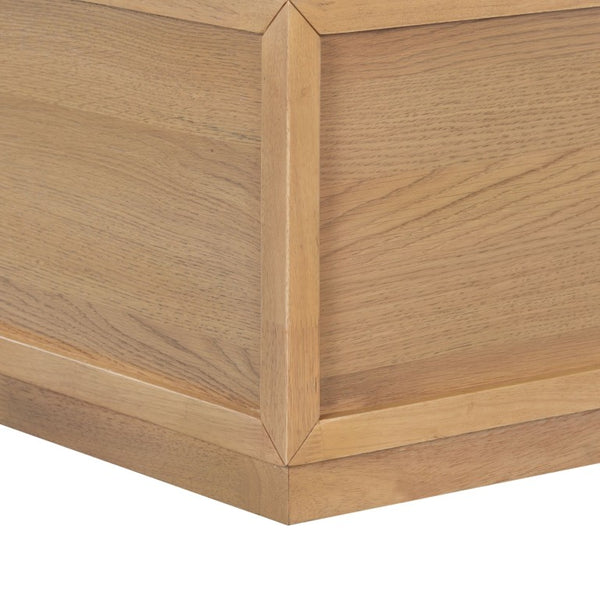 Safavieh Zeus Solid Wood Rectangular Coffee Table Warm Oak Finish Low Profile Living Room Cream SFV2235C