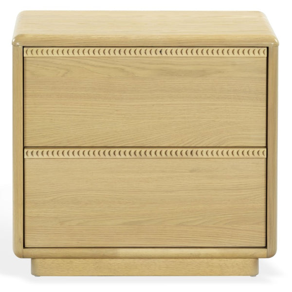 Safavieh Alanna Solid Oak Nightstand with Carved Drawer Fronts for Bohemian Bedroom Styling Oak SFV2236A