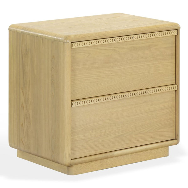 Safavieh Alanna Solid Oak Nightstand with Carved Drawer Fronts for Bohemian Bedroom Styling Oak SFV2236A