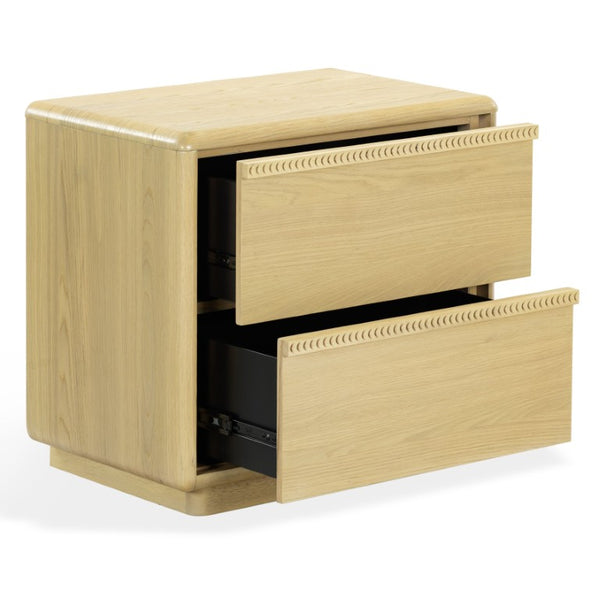 Safavieh Alanna Solid Oak Nightstand with Carved Drawer Fronts for Bohemian Bedroom Styling Oak SFV2236A