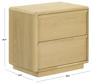 Safavieh Alanna Solid Oak Nightstand with Carved Drawer Fronts for Bohemian Bedroom Styling Oak SFV2236A