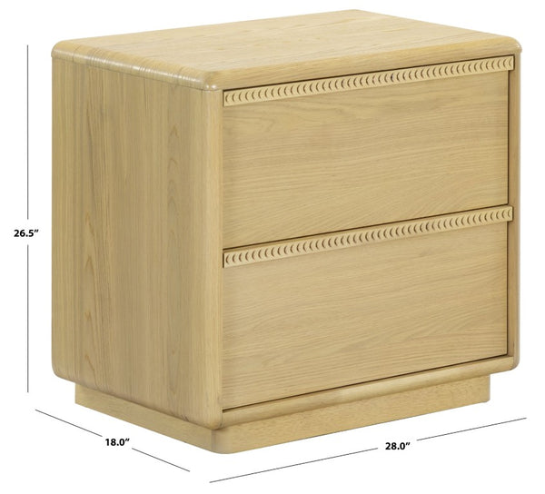 Safavieh Alanna Solid Oak Nightstand with Carved Drawer Fronts for Bohemian Bedroom Styling Oak SFV2236A