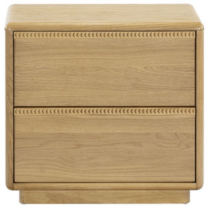 Safavieh Alanna Solid Oak Nightstand with Carved Drawer Fronts for Bohemian Bedroom Styling Brown Oak SFV2236B