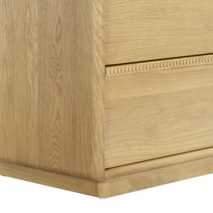Safavieh Alanna Solid Oak Nightstand with Carved Drawer Fronts for Bohemian Bedroom Styling Brown Oak SFV2236B