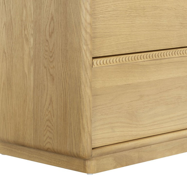 Safavieh Alanna Solid Oak Nightstand with Carved Drawer Fronts for Bohemian Bedroom Styling Brown Oak SFV2236B