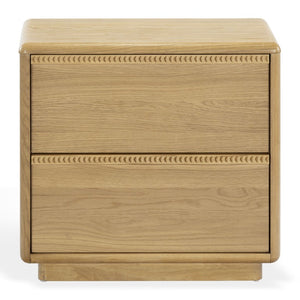 Safavieh Alanna Solid Oak Nightstand with Carved Drawer Fronts for Bohemian Bedroom Styling Brown Oak SFV2236B
