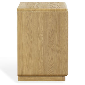 Safavieh Alanna Solid Oak Nightstand with Carved Drawer Fronts for Bohemian Bedroom Styling Brown Oak SFV2236B