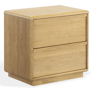Safavieh Alanna Solid Oak Nightstand with Carved Drawer Fronts for Bohemian Bedroom Styling Brown Oak SFV2236B