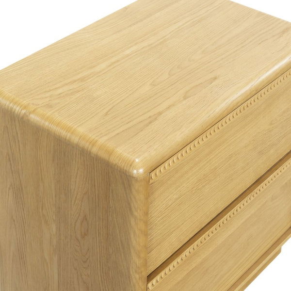 Safavieh Alanna Solid Oak Nightstand with Carved Drawer Fronts for Bohemian Bedroom Styling Brown Oak SFV2236B