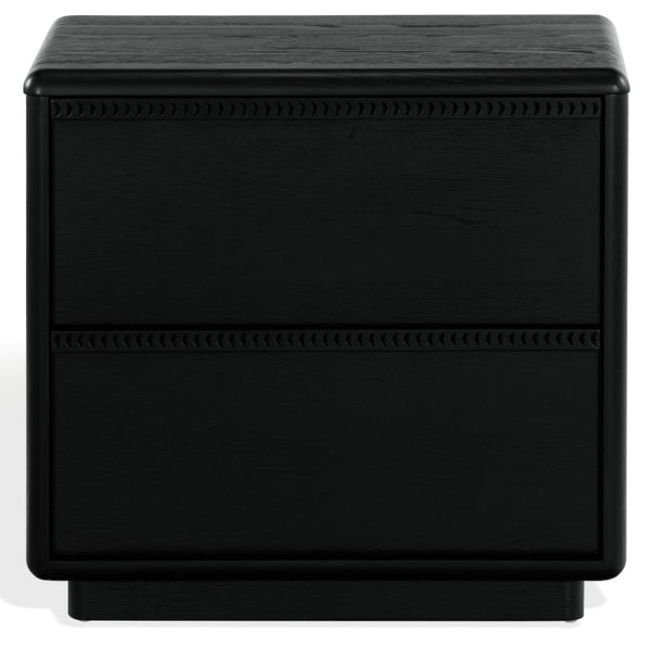 Safavieh Alanna Solid Oak Nightstand with Carved Drawer Fronts for Bohemian Bedroom Styling Black SFV2236C