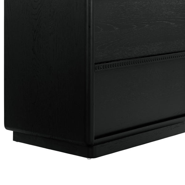 Safavieh Alanna Solid Oak Nightstand with Carved Drawer Fronts for Bohemian Bedroom Styling Black SFV2236C