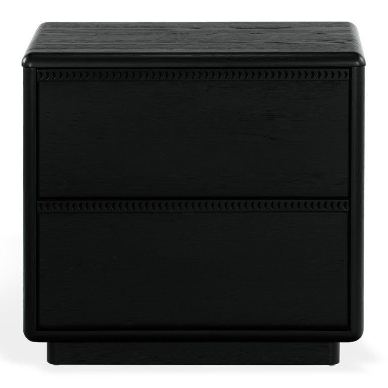 Safavieh Alanna Solid Oak Nightstand with Carved Drawer Fronts for Bohemian Bedroom Styling Black SFV2236C