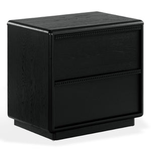 Safavieh Alanna Solid Oak Nightstand with Carved Drawer Fronts for Bohemian Bedroom Styling Black SFV2236C