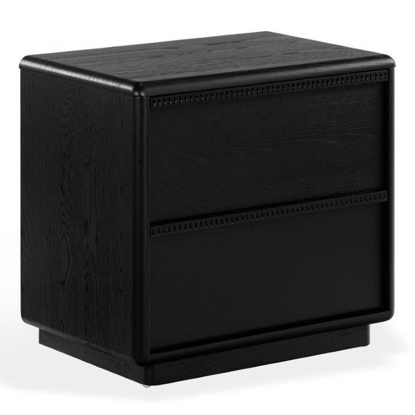 Safavieh Alanna Solid Oak Nightstand with Carved Drawer Fronts for Bohemian Bedroom Styling Black SFV2236C