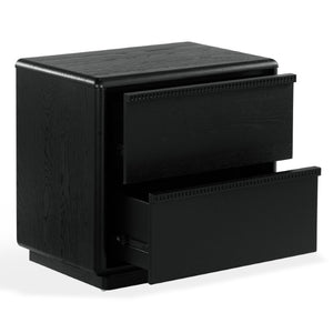 Safavieh Alanna Solid Oak Nightstand with Carved Drawer Fronts for Bohemian Bedroom Styling Black SFV2236C