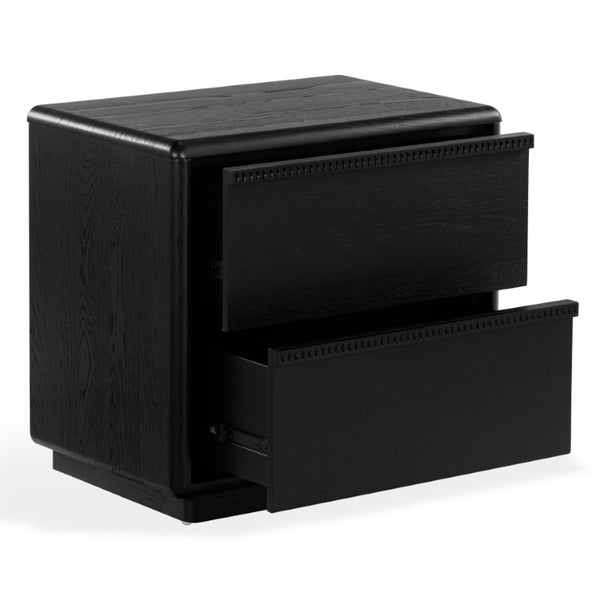 Safavieh Alanna Solid Oak Nightstand with Carved Drawer Fronts for Bohemian Bedroom Styling Black SFV2236C