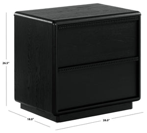Safavieh Alanna Solid Oak Nightstand with Carved Drawer Fronts for Bohemian Bedroom Styling Black SFV2236C