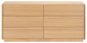 Safavieh Alanna Hand-Carved Solid Wood Six Drawer Dresser for Transitional Bedroom Storage Oak SFV2237A