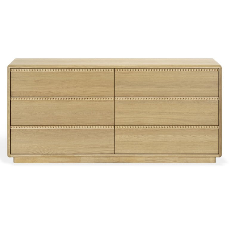 Safavieh Alanna Hand-Carved Solid Wood Six Drawer Dresser for Transitional Bedroom Storage Oak SFV2237A