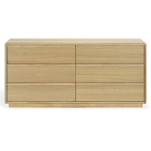 Safavieh Alanna Hand-Carved Solid Wood Six Drawer Dresser for Transitional Bedroom Storage Oak SFV2237A