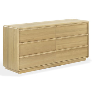 Safavieh Alanna Hand-Carved Solid Wood Six Drawer Dresser for Transitional Bedroom Storage Oak SFV2237A