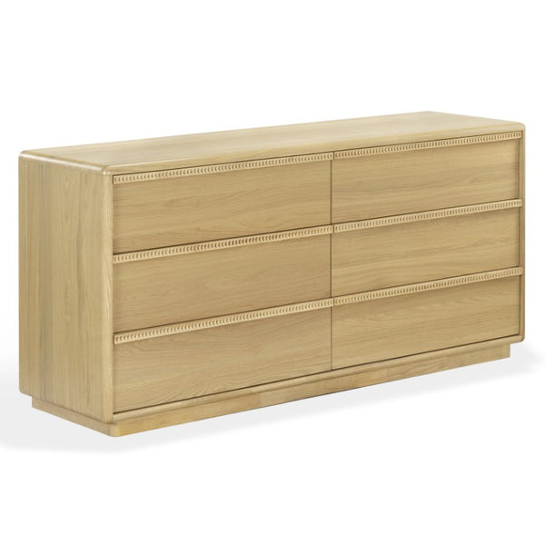 Safavieh Alanna Hand-Carved Solid Wood Six Drawer Dresser for Transitional Bedroom Storage Oak SFV2237A