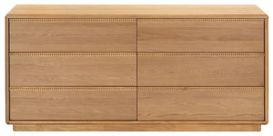 Safavieh Alanna Hand-Carved Solid Wood Six Drawer Dresser for Transitional Bedroom Storage Brown Oak SFV2237B