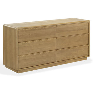 Safavieh Alanna Hand-Carved Solid Wood Six Drawer Dresser for Transitional Bedroom Storage Brown Oak SFV2237B