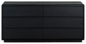 Safavieh Alanna Hand-Carved Solid Wood Six Drawer Dresser for Transitional Bedroom Storage Black SFV2237C