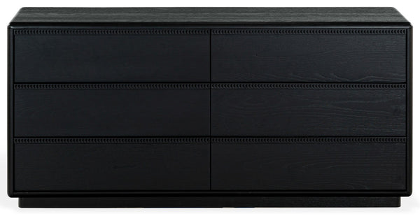 Safavieh Alanna Hand-Carved Solid Wood Six Drawer Dresser for Transitional Bedroom Storage Black SFV2237C