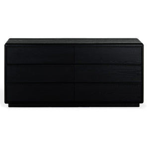 Safavieh Alanna Hand-Carved Solid Wood Six Drawer Dresser for Transitional Bedroom Storage Black SFV2237C
