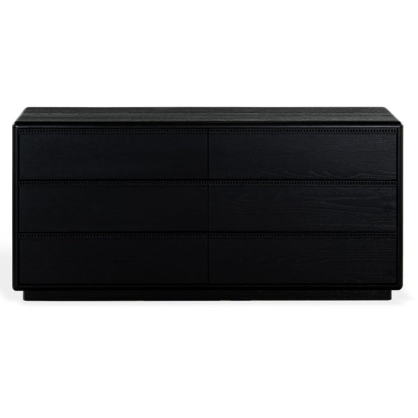 Safavieh Alanna Hand-Carved Solid Wood Six Drawer Dresser for Transitional Bedroom Storage Black SFV2237C