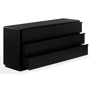 Safavieh Alanna Hand-Carved Solid Wood Six Drawer Dresser for Transitional Bedroom Storage Black SFV2237C