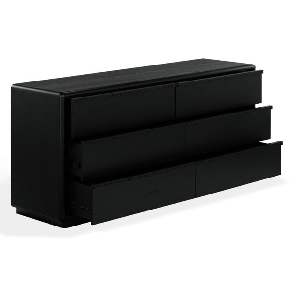 Safavieh Alanna Hand-Carved Solid Wood Six Drawer Dresser for Transitional Bedroom Storage Black SFV2237C