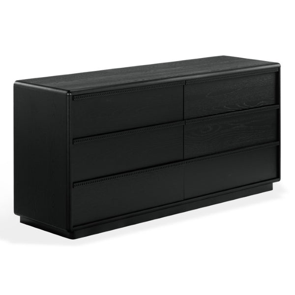Safavieh Alanna Hand-Carved Solid Wood Six Drawer Dresser for Transitional Bedroom Storage Black SFV2237C