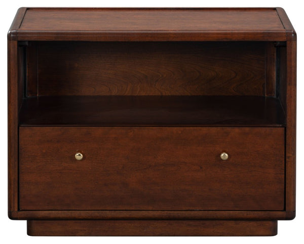 Safavieh Bellabrianna Traditional Single Drawer Nightstand Rich Cherry Wood with Metal Accents Dark Cherry SFV2238A
