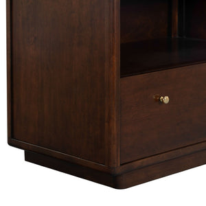Safavieh Bellabrianna Traditional Single Drawer Nightstand Rich Cherry Wood with Metal Accents Dark Cherry SFV2238A