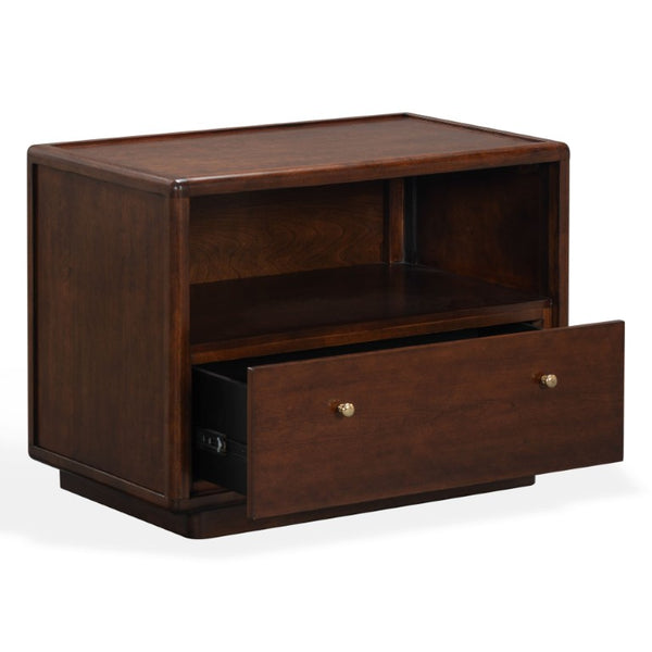 Safavieh Bellabrianna Traditional Single Drawer Nightstand Rich Cherry Wood with Metal Accents Dark Cherry SFV2238A