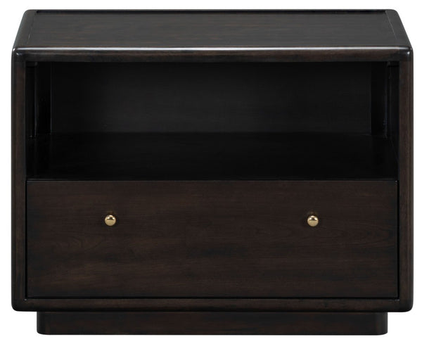 Safavieh Bellabrianna Traditional Single Drawer Nightstand Rich Cherry Wood with Metal Accents Black SFV2238B