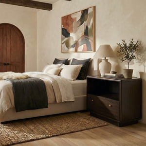 Safavieh Bellabrianna Traditional Single Drawer Nightstand Rich Cherry Wood with Metal Accents Black SFV2238B